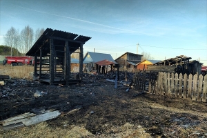 В пос. Черёмушский Котласского района жилой дом оказался под угрозой из-за горящей травы