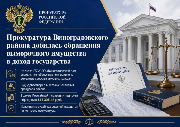 Прокурором Виноградовского района приняты меры к обращению в доход государства выморочного имущества