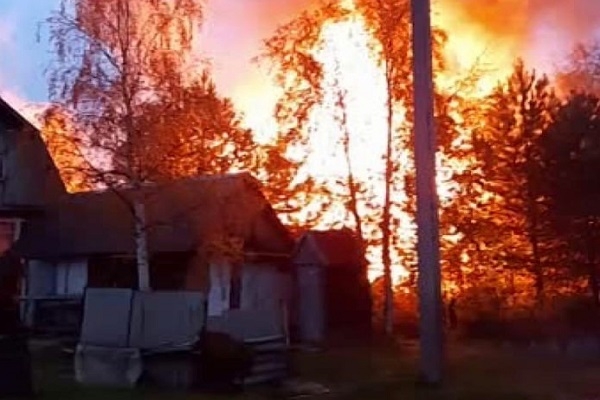 Пожар в дачном поселке: сгорел дом и баня